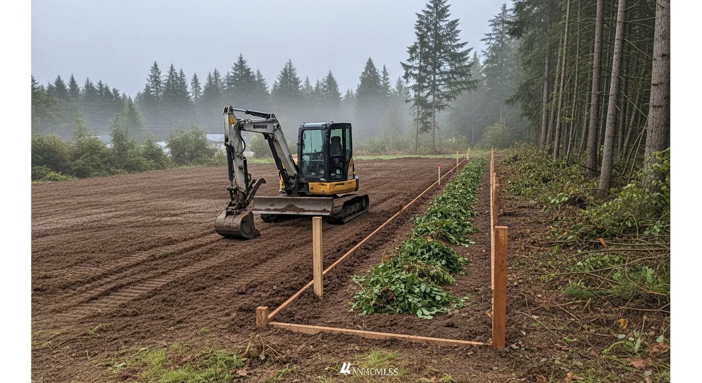 Excavation equipment clearing land for construction in Oregon